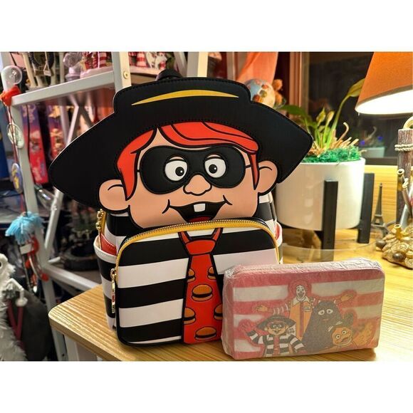 Loungefly Handbags - Loungefly McDonalds's Hamburglar Cosplay Mini Backpack and Wallet NWT